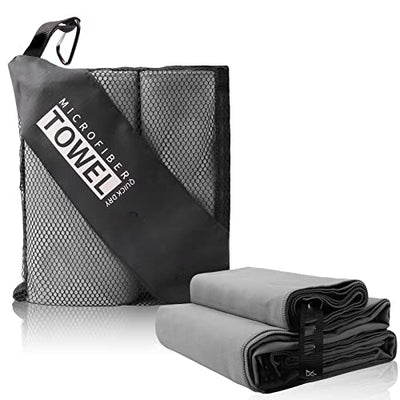 Ensemble de serviettes en microfibre - Serviette de bain compacte et à séchage rapide, serviette de sport, serviette de fitness, serviette de voyage 