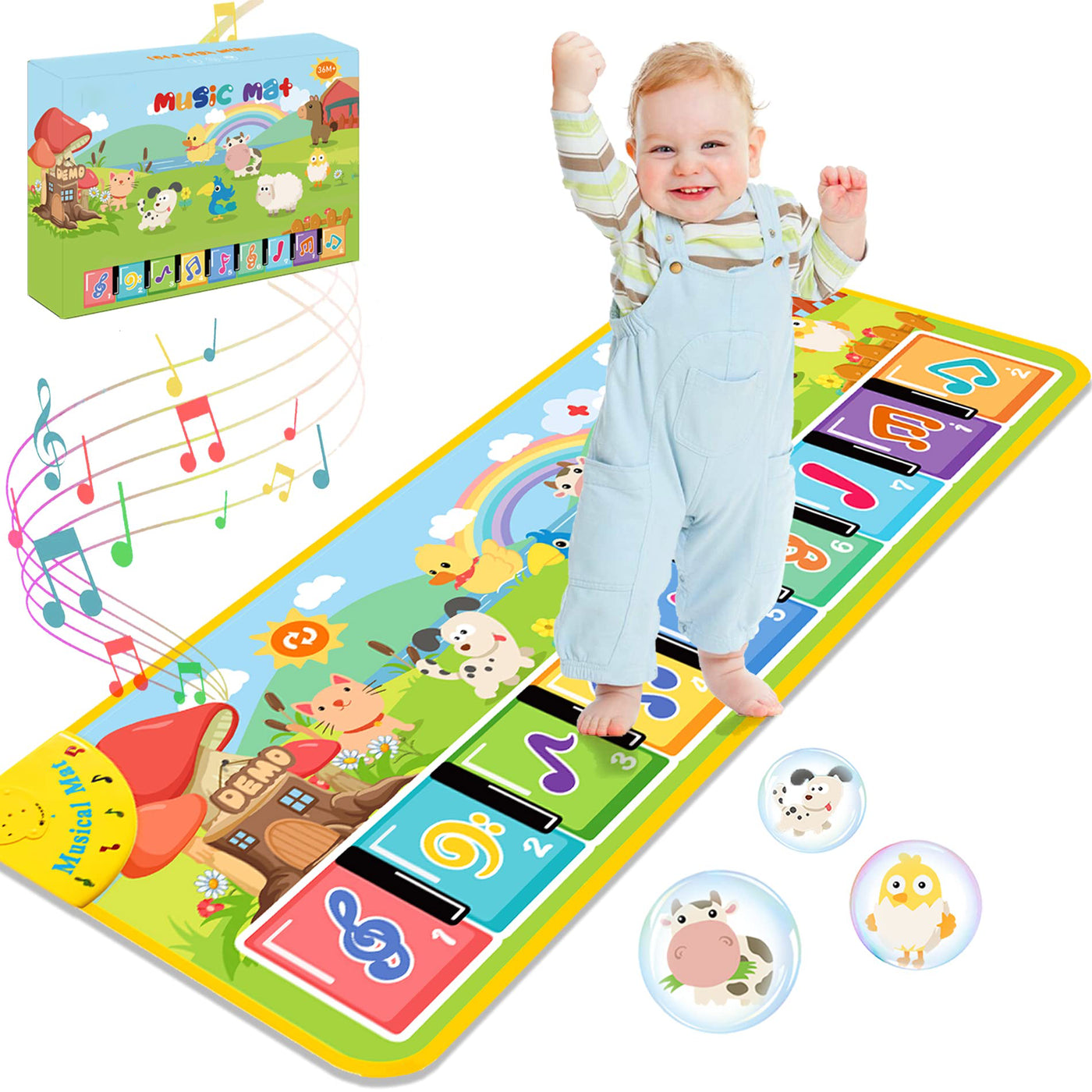 Music mat with 8 animals, baby toy music piano mat dance mat keyboard children