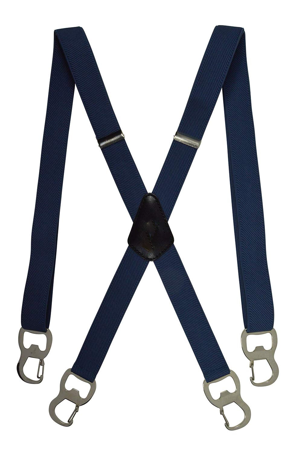 Narrow suspenders with beer bottle openers and snap hooks