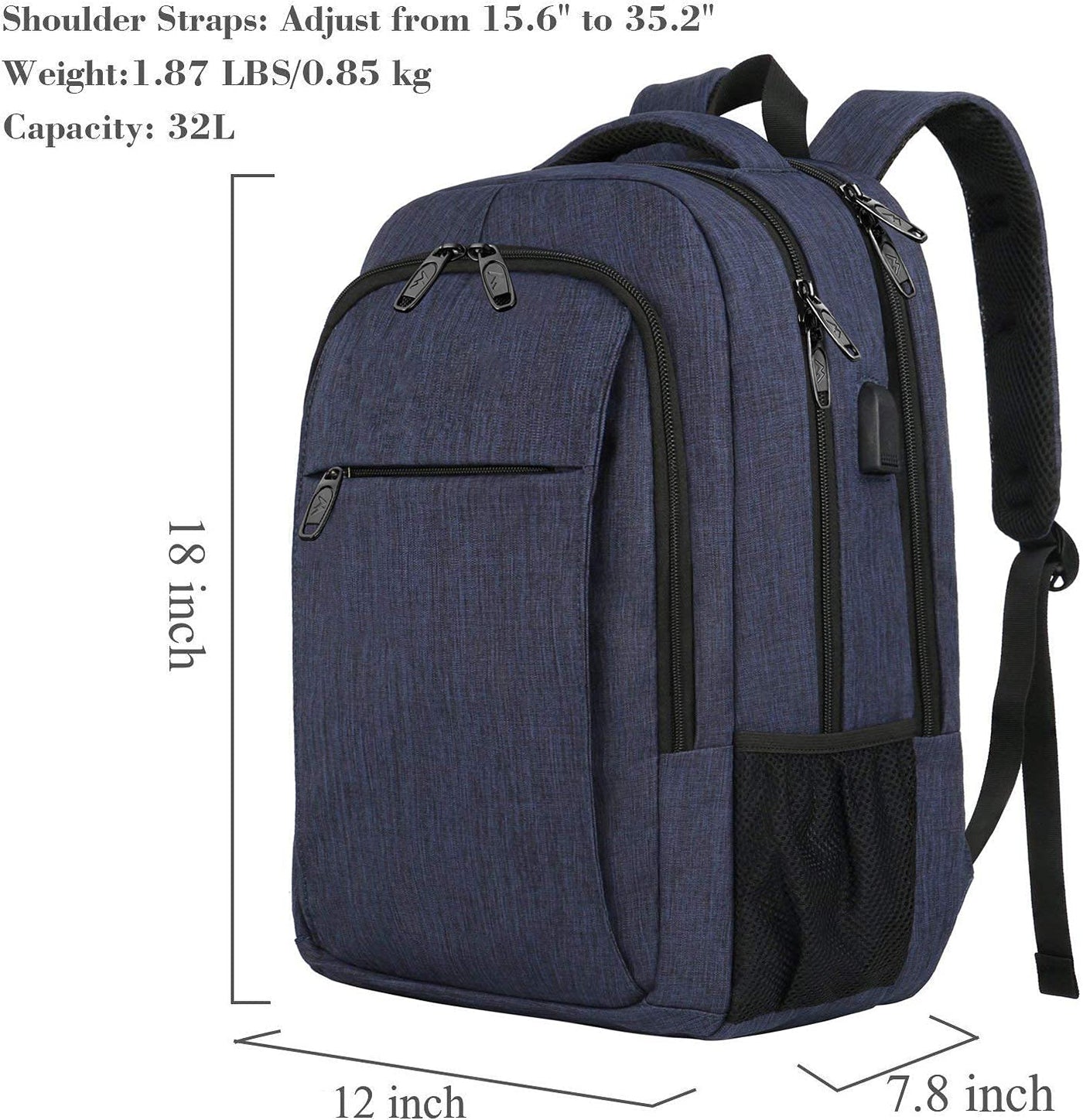 Laptop-Rucksack  Zoll Schulrucksack Teenager wasserdichte Schultasche Anti-Diebstahl mit