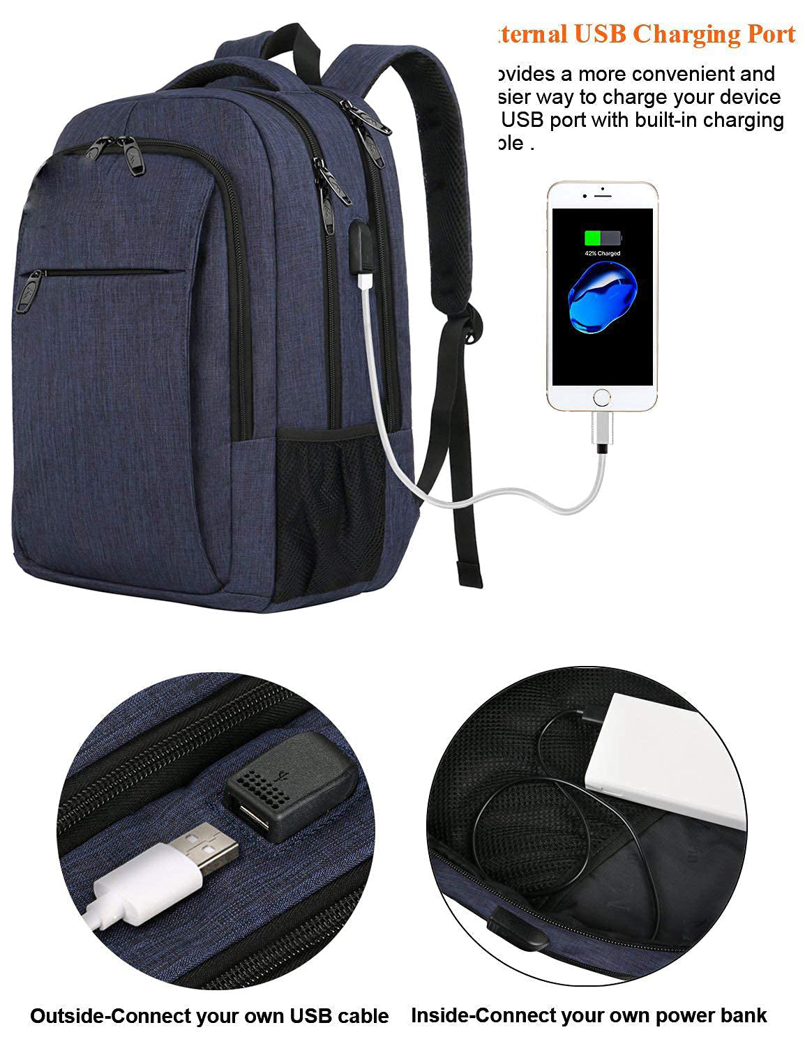 Laptop-Rucksack  Zoll Schulrucksack Teenager wasserdichte Schultasche Anti-Diebstahl mit