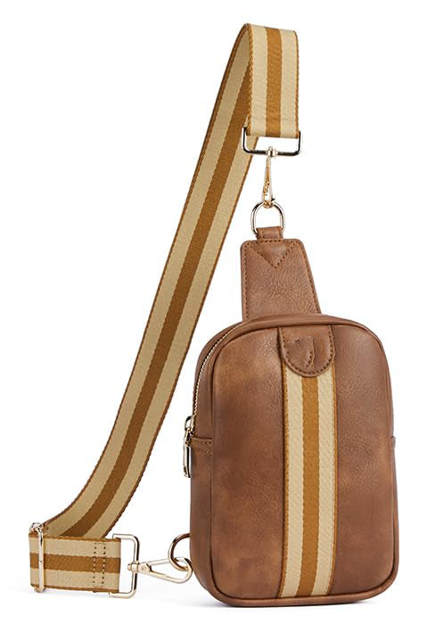 Umhängetasche, Brusttasche, Umhängetasche, kleine Umhängetasche, Damen-Gürteltasche, PU-Leder-Umhängetasche mit bunt gewebtem Schultergurt