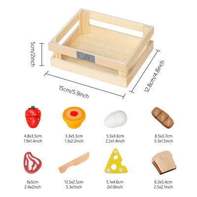 Frühstücksset aus Holz zum Schneiden von Lebensmitteln, Kinderküchenladen