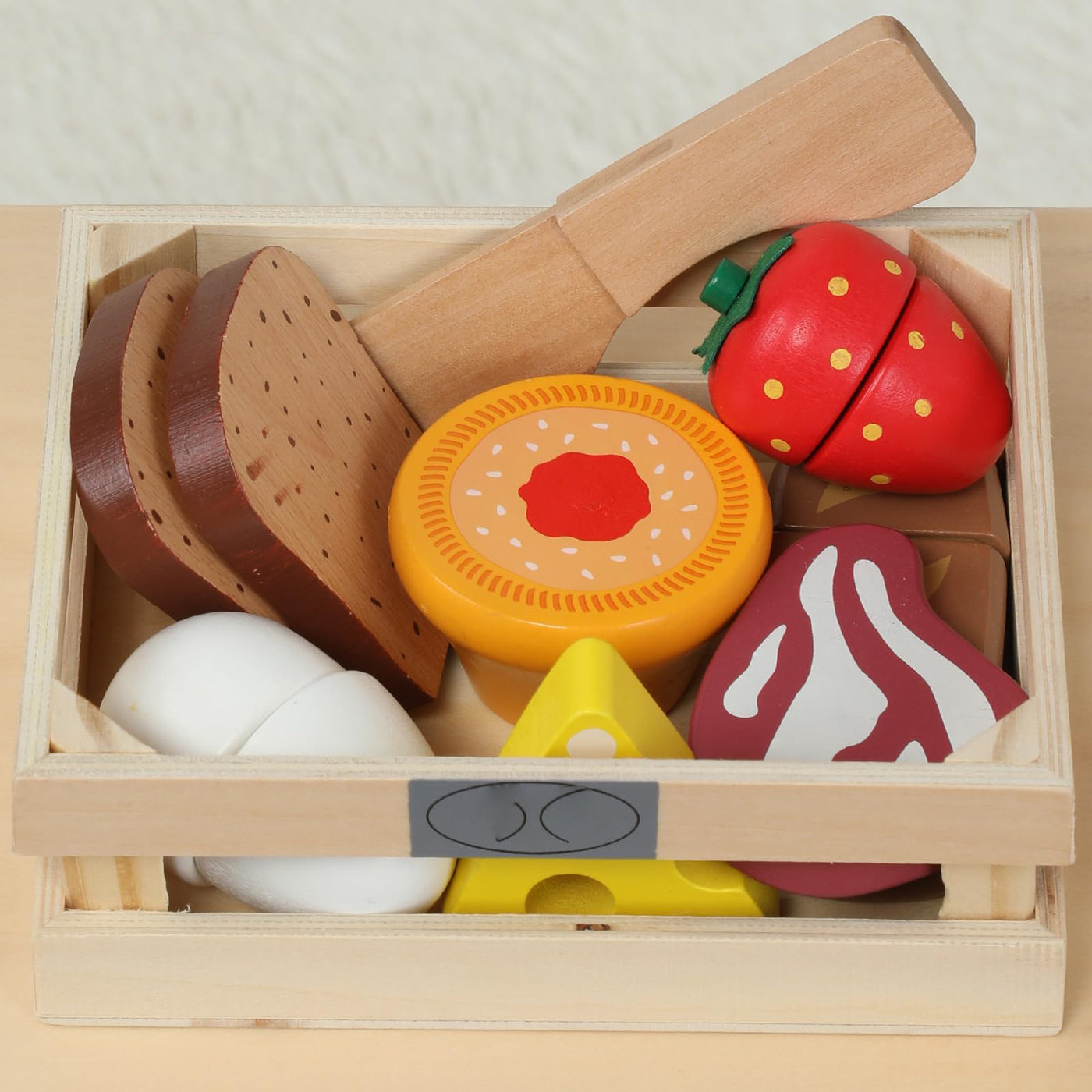 Wooden breakfast set for cutting food, children's kitchen store