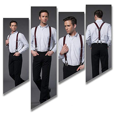 Suspenders 6 Clips Heavy Duty Braces Y Back 20 Colors Durable Elastic Adjustable Braces Strong Metal Clips Suspenders