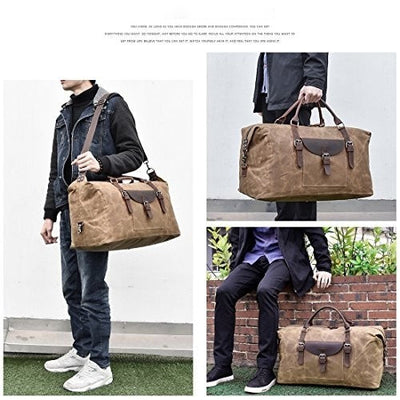 Travel Bags Leather Waterproof Canvas Weekender Bag