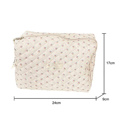 Travel Cosmetic Bag, Quilted Toiletry Bag Ladies, Toiletry Bag Ladies with Floral Pattern, Cosmetic Bag Large Capacity