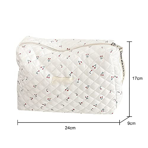 Travel Cosmetic Bag, Quilted Toiletry Bag Ladies, Toiletry Bag Ladies with Floral Pattern, Cosmetic Bag Large Capacity