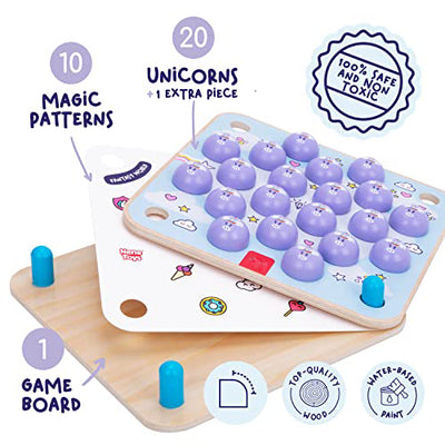 Unicorn matching game - memo game for kids - educational wooden game with 10 magical patter