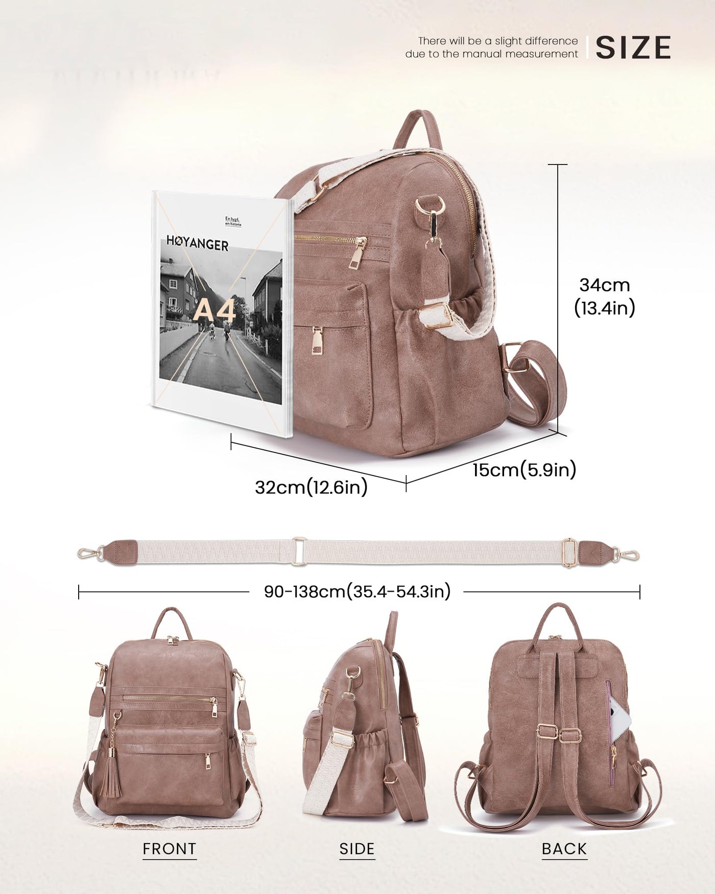 Lederrucksack, Eleganter 2 in 1 Rucksack Handtasche Umhängetaschen Moderner Wasserdichter Anti-Diebstahl Stadtrucksack Reisetasche