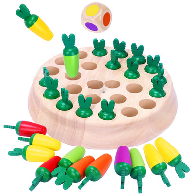 Holz-Memory-Spiel, Karotten-Memory-Schach Kinderspiel