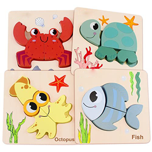 Wooden puzzle wooden toys for kids, 4 pieces plug in puzzle wood