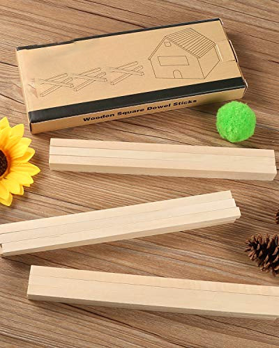 Wooden Sticks Square, Square Dowel Sticks, Unfinished Square Wooden Dowel Sticks for Craft Projects and DIY Activities