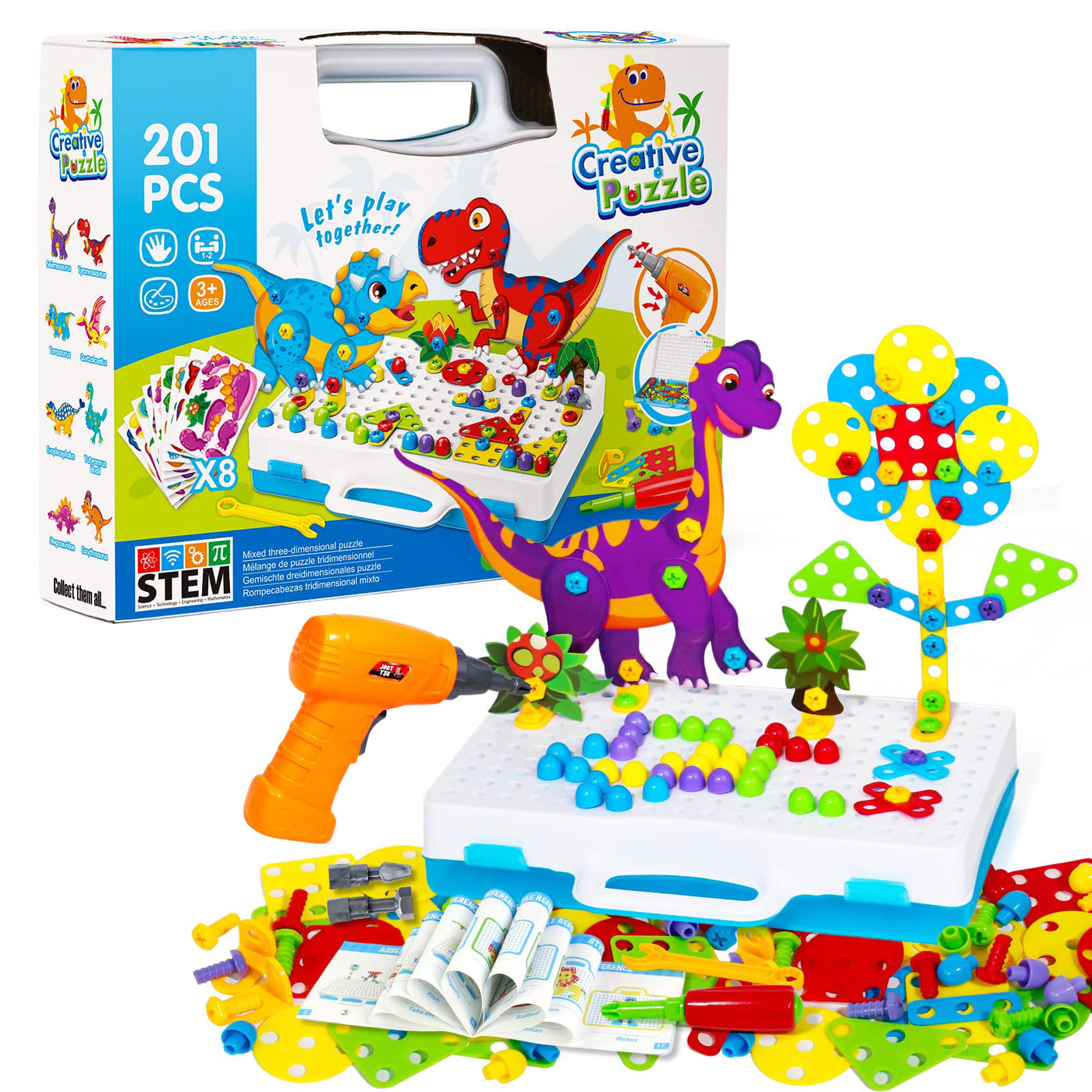 Years toy with drill 3D dinosaur puzzle mosaic