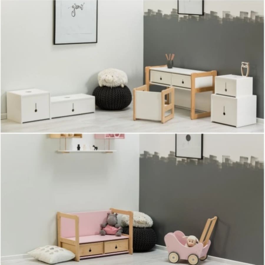 Montessori furniture. Multifunctional middle drawer