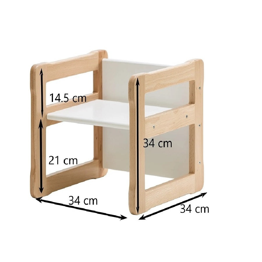 Wooden pencil shelf and chair