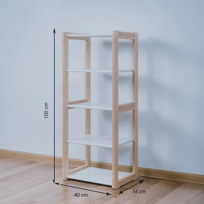 Wooden wardrobe with wooden shelves