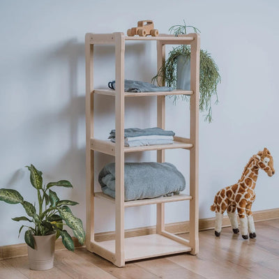 Open wooden shelves