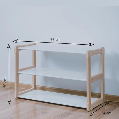Wooden toy shelves