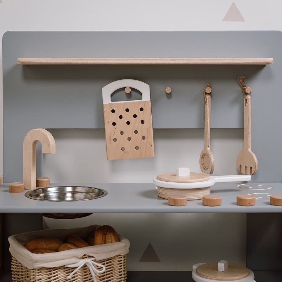 Wooden kitchen with accessories
