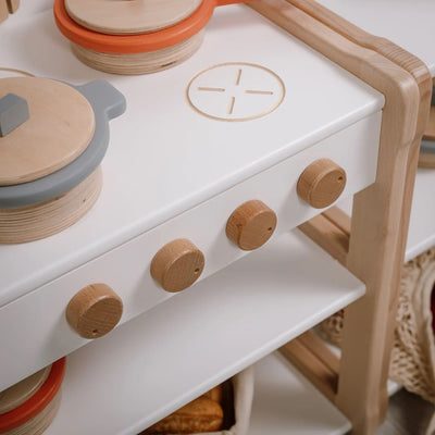 Wooden toy kitchen white with crane