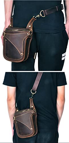 Leather Motorcycle Hip Bag Messenger