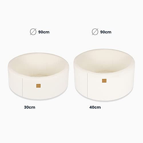 Bain à balles rond en mousse souple 90 x 30 cm avec 200 balles pour bébés et tout-petits - Essentiels pour parc et salle de jeux pour bébé, bains à balles en mousse pour enfants, boucle, blanc : tout blanc 