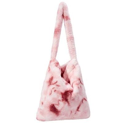 Plush Handbag with Zipper Cute Fluffy Crossbody Bag Shoulder Bag, Pink