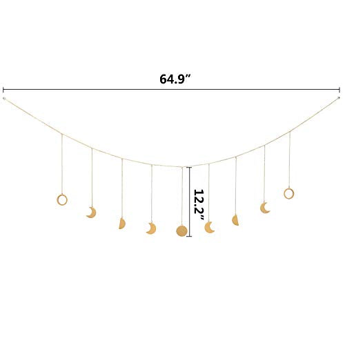 Moon phase garland with chains boho hanging ornaments moon hanging art room decoration