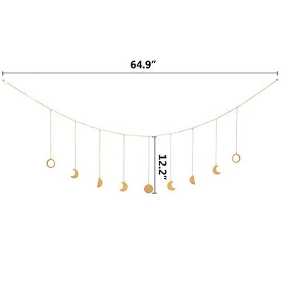 Moon phase garland with chains boho hanging ornaments moon hanging art room decoration