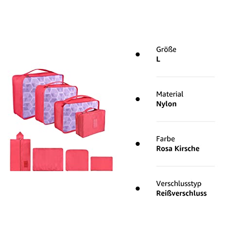 Pack of 8 Packing Cubes, Suitcase Organisation Cubes, with Shoe Bag, Laundry Bag, Travel Organisers, Clothes Bags, for Backpack