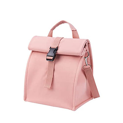 Cooler Bag Small Large Lunch Bag 10L Roll Top Picnic Bag Expandable Lunch Bag for Work, School, Picnic, Outing Food Transportation, Pink