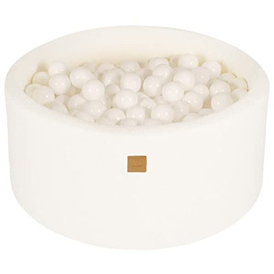 Ball Pool Baby - Round 90x40cm Baby Pool for Children with 200 Balls, Boucle, White: All White