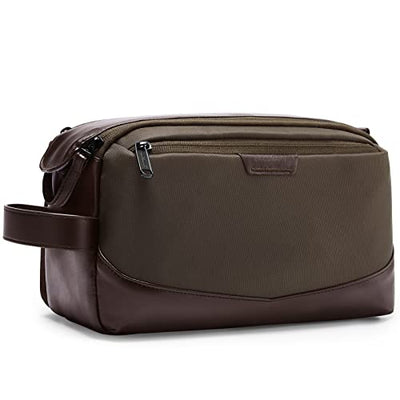 Toiletry Bag, Leather Travel Culture Organizer, Dopp Kit Waterproof Shaving Bag for Culture Accessories, Brown