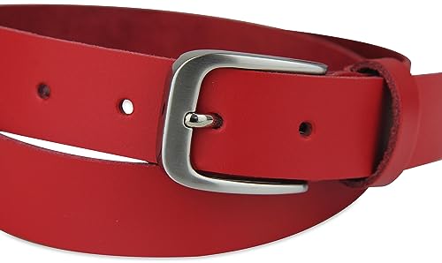 Ceinture en cuir, ceinture, 3 cm de large, rouge, 110-125 cm 