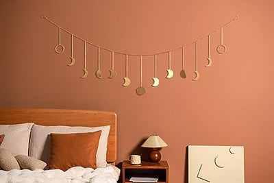 Moon Phase Wall Hanging Gold Moon Garland Decor Boho Home Decoration Shining Moon Hanging Art Ornaments