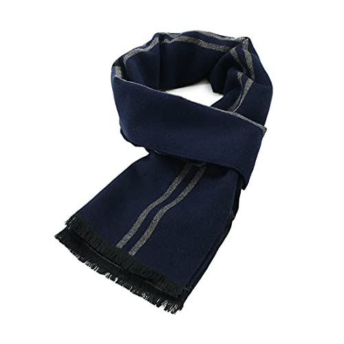 Scarf Warm And Soft Winter Scarf Knitted Plaid Winter Long Scarves Navy One Size