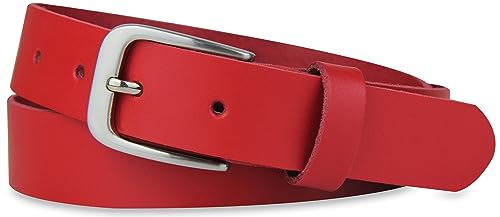 Ceinture en cuir, ceinture, 3 cm de large, rouge, 110-125 cm 