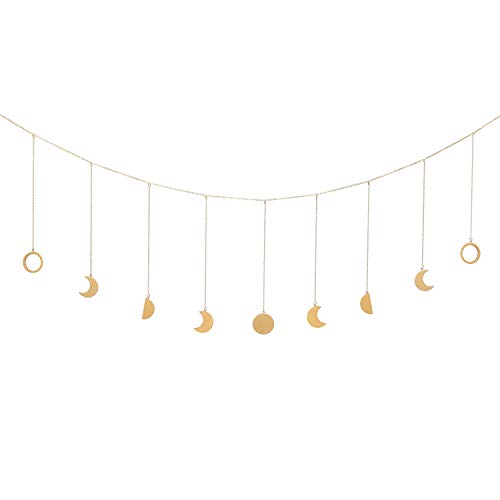 Moon phase garland with chains boho hanging ornaments moon hanging art room decoration