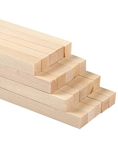 Wooden Sticks Square, Square Dowel Sticks, Unfinished Square Wooden Dowel Sticks for Craft Projects and DIY Activities