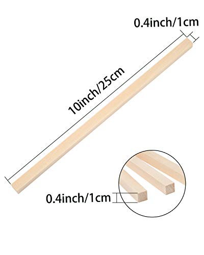 Wooden Sticks Square, Square Dowel Sticks, Unfinished Square Wooden Dowel Sticks for Craft Projects and DIY Activities