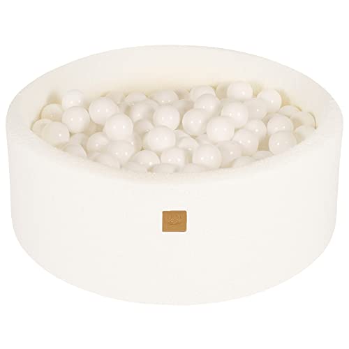 Bain à balles rond en mousse souple 90 x 30 cm avec 200 balles pour bébés et tout-petits - Essentiels pour parc et salle de jeux pour bébé, bains à balles en mousse pour enfants, boucle, blanc : tout blanc 