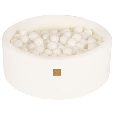 Bain à balles rond en mousse souple 90 x 30 cm avec 200 balles pour bébés et tout-petits - Essentiels pour parc et salle de jeux pour bébé, bains à balles en mousse pour enfants, boucle, blanc : tout blanc 