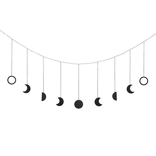 Moon phase garland with chains boho hanging ornaments moon hanging art room decoration