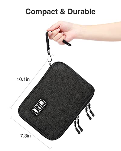 Double Cable Bag Organiser, Compact Electronics Cable Organiser Bag, Travel Cable Organiser Bag, Tech Cable Organiser Bag for Accessories, Mobile Phone Charging Cable/USB