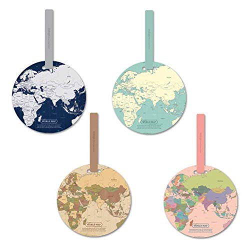 4 pieces luggage tag world map luggage tag with address label, handbag tag suitcase address labels