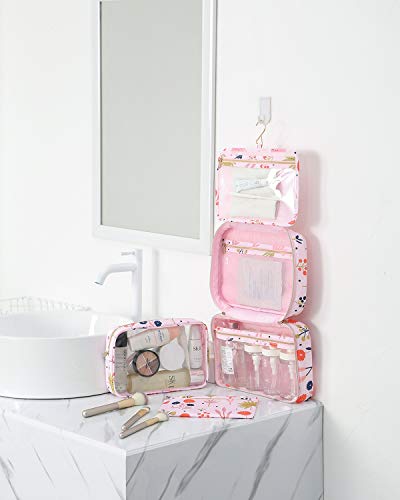 Hanging Toilet Bag Large Toilet Bag with Hook Wash Bag (Flower)