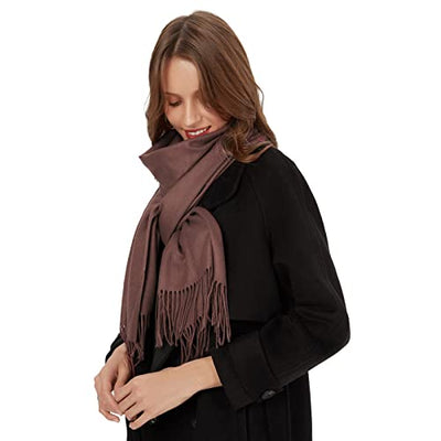 Scarf Warm Autumn Plain Cotton with Tassels/Fringes, 40+ Colors Plain & Plaid Pashmina, Berry