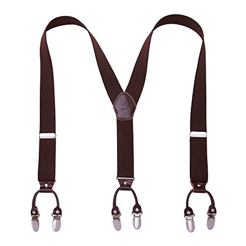 Suspenders 6 Clips Heavy Duty Braces Y Back 20 Colors Durable Elastic Adjustable Braces Strong Metal Clips Suspenders