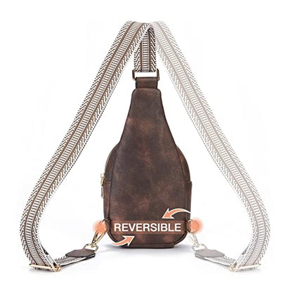 Chest Sling Bag, PU Leather Crossbody Bag Small Shoulder Bag for Outdoor Sports/Travel/Shopping